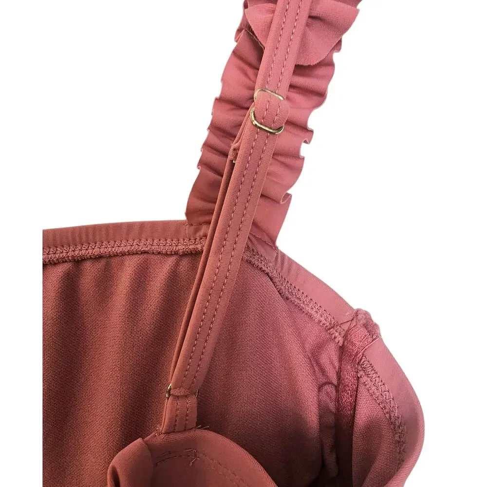 Kona Sol Pink One Piece Swimsuit with Ruffles